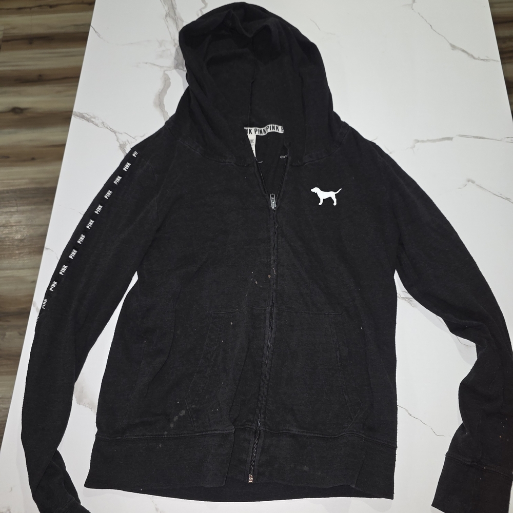 PINK Victoria's Secret Black Hoodie with Dog Emblem